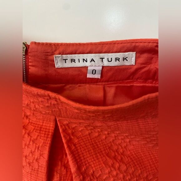 Pink Trina Turk Textured Pleated Circle Skater Skirt with Zipper 0 small spring - Picture 5 of 6